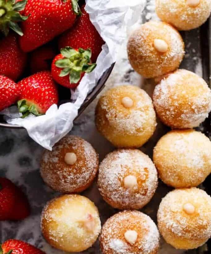 strawberry cheesecake donut holes
