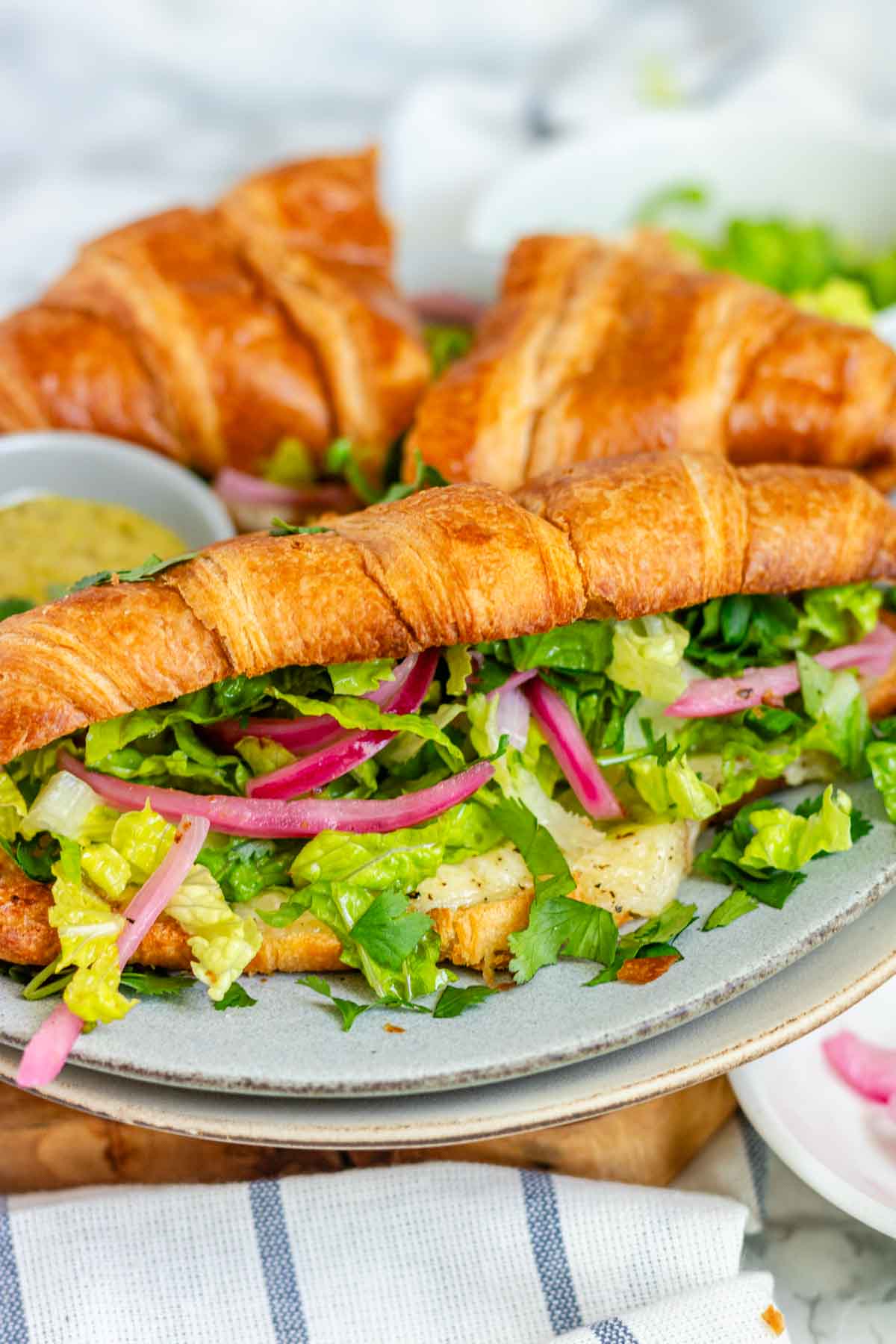 AIR FRYER CROISSANT SANDWICHES WITH PESTO AND HAVARTI