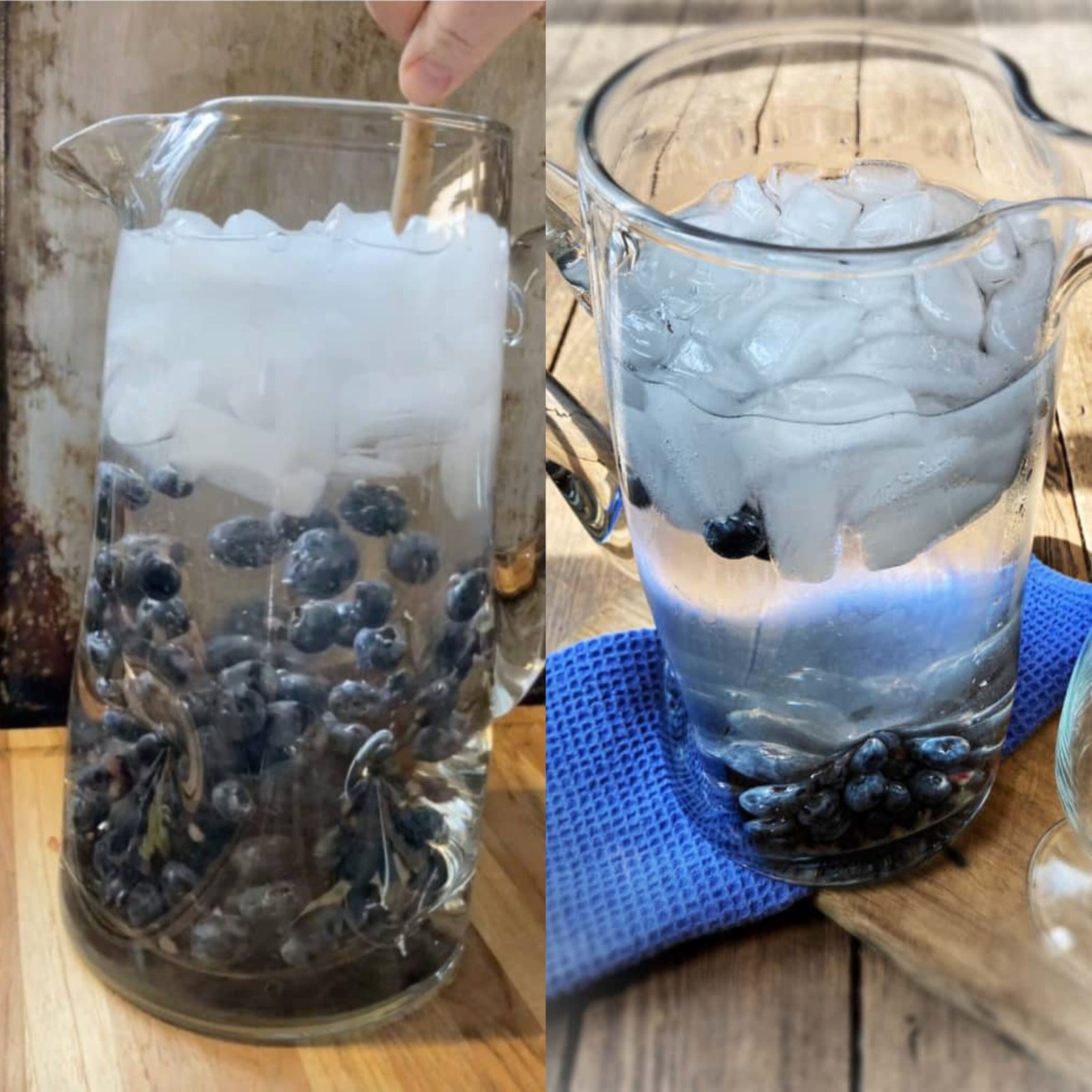 making blueberry water